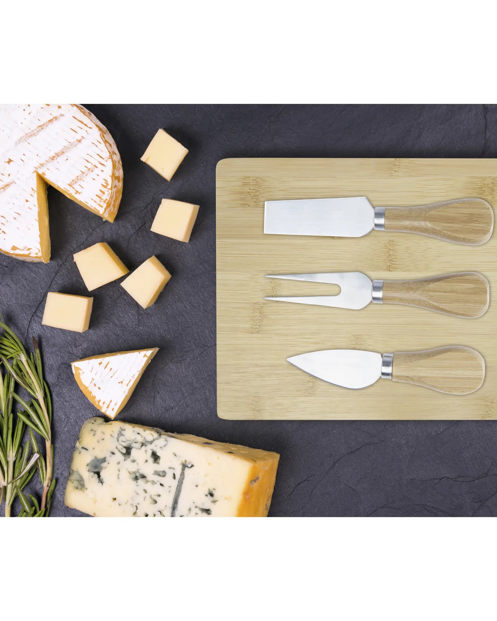 Set da formaggio bambù Ement con utensili da personalizzare - 3